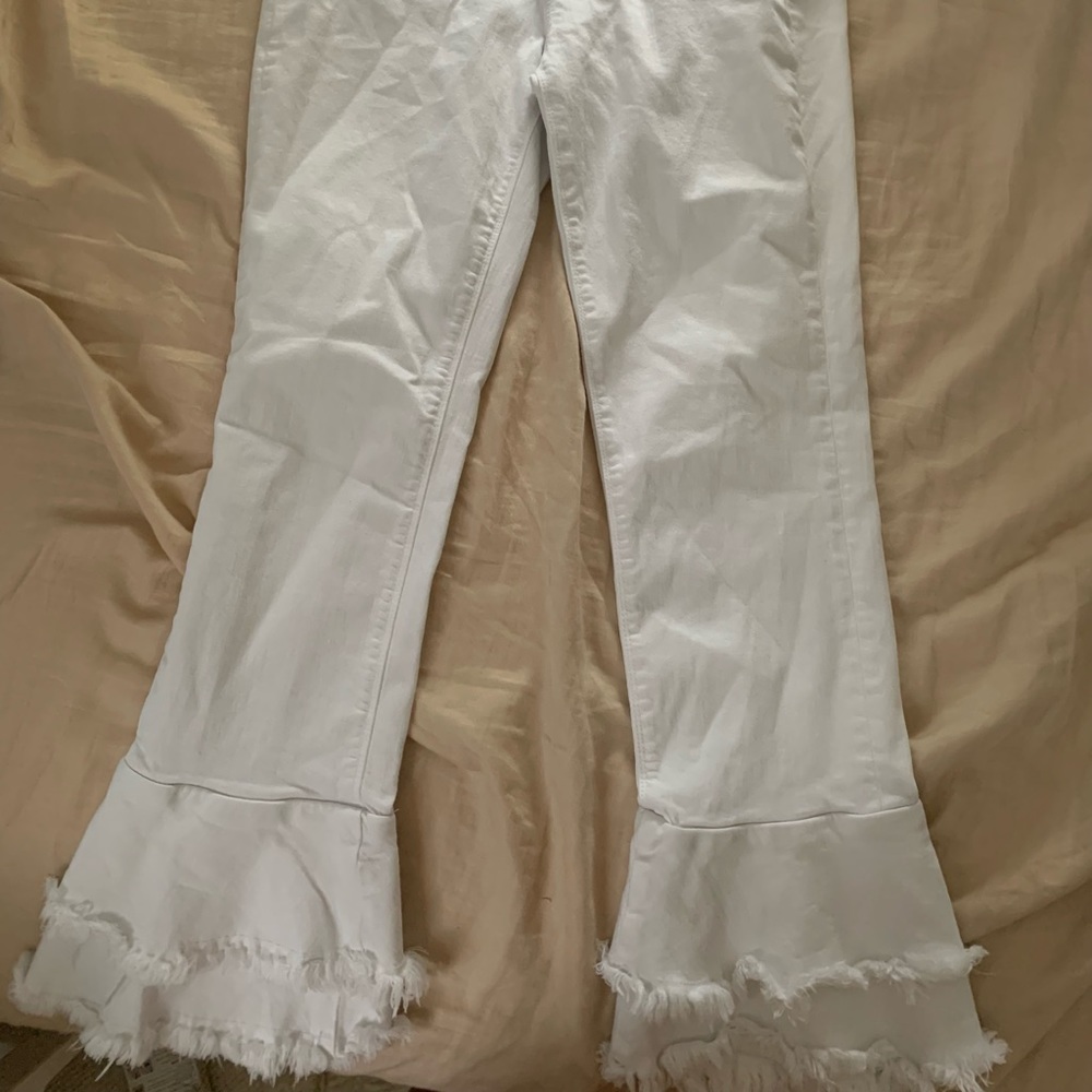 1 state white jeans flare bottoms